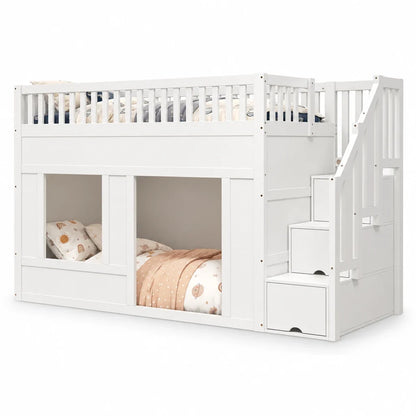 Lit mezzanine escalier avec penderie 90x200 Lilla Kids