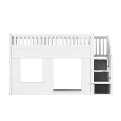 Lit mezzanine escalier avec penderie 90x200 Lilla Kids