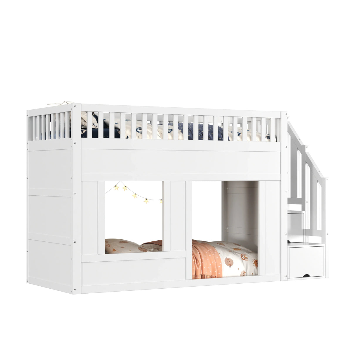 Lit mezzanine escalier avec penderie 90x200 Lilla Kids