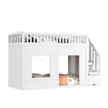 Lit mezzanine escalier avec penderie 90x200 Lilla Kids