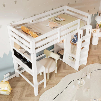 Lit mezzanine évolutif avec bureau et penderie Lilla Kids