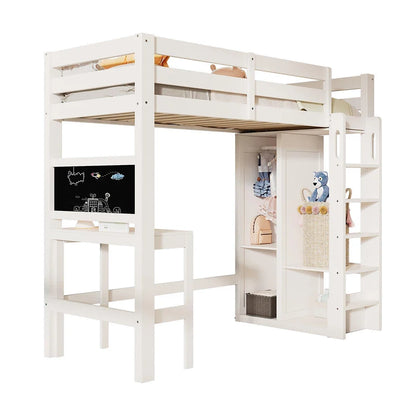 Lit mezzanine évolutif avec bureau et penderie Lilla Kids