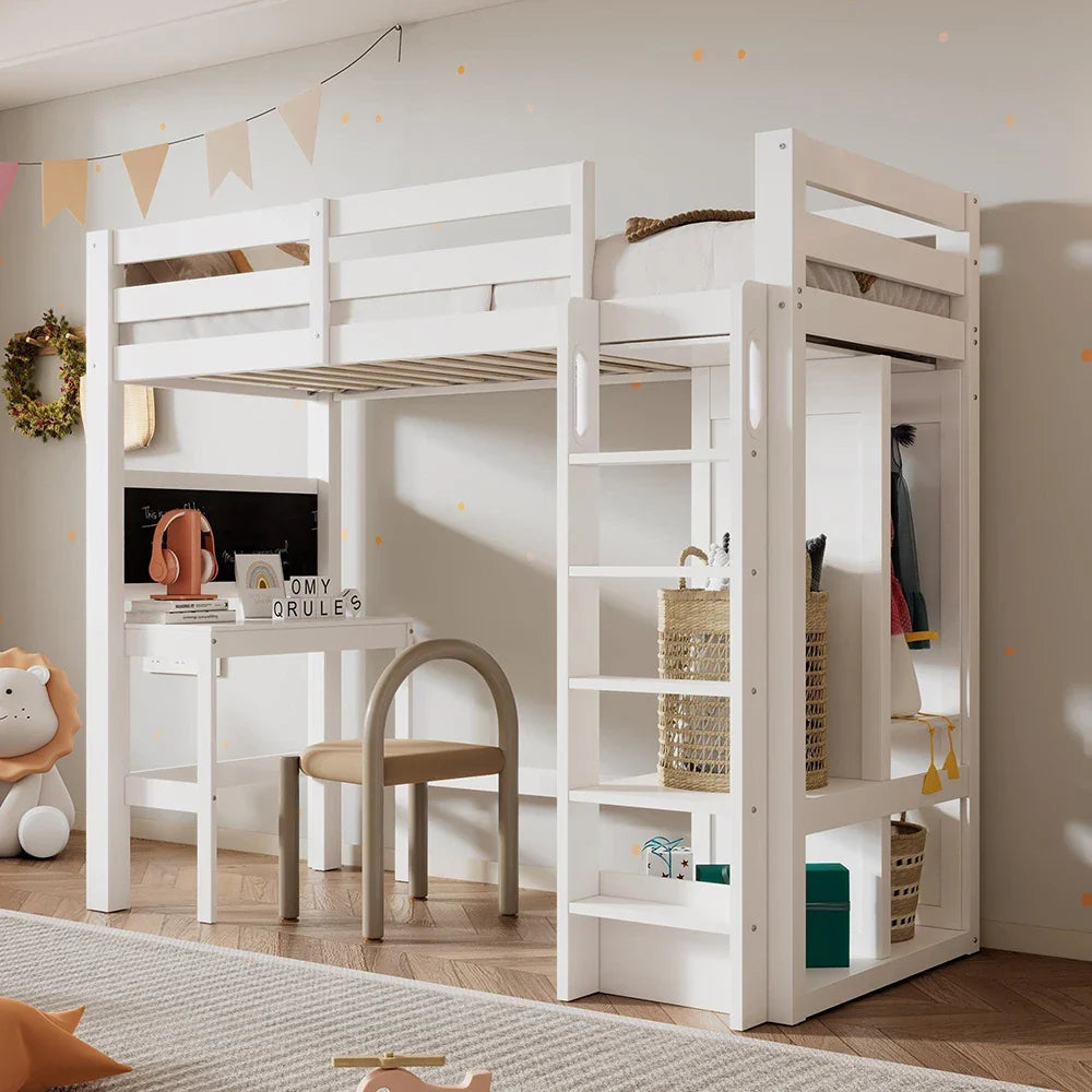 Lit mezzanine évolutif avec bureau et penderie Lilla Kids