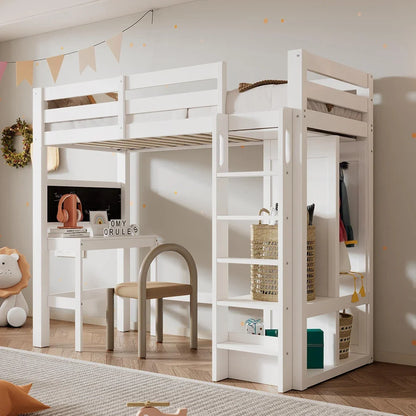 Lit mezzanine évolutif avec bureau et penderie Lilla Kids