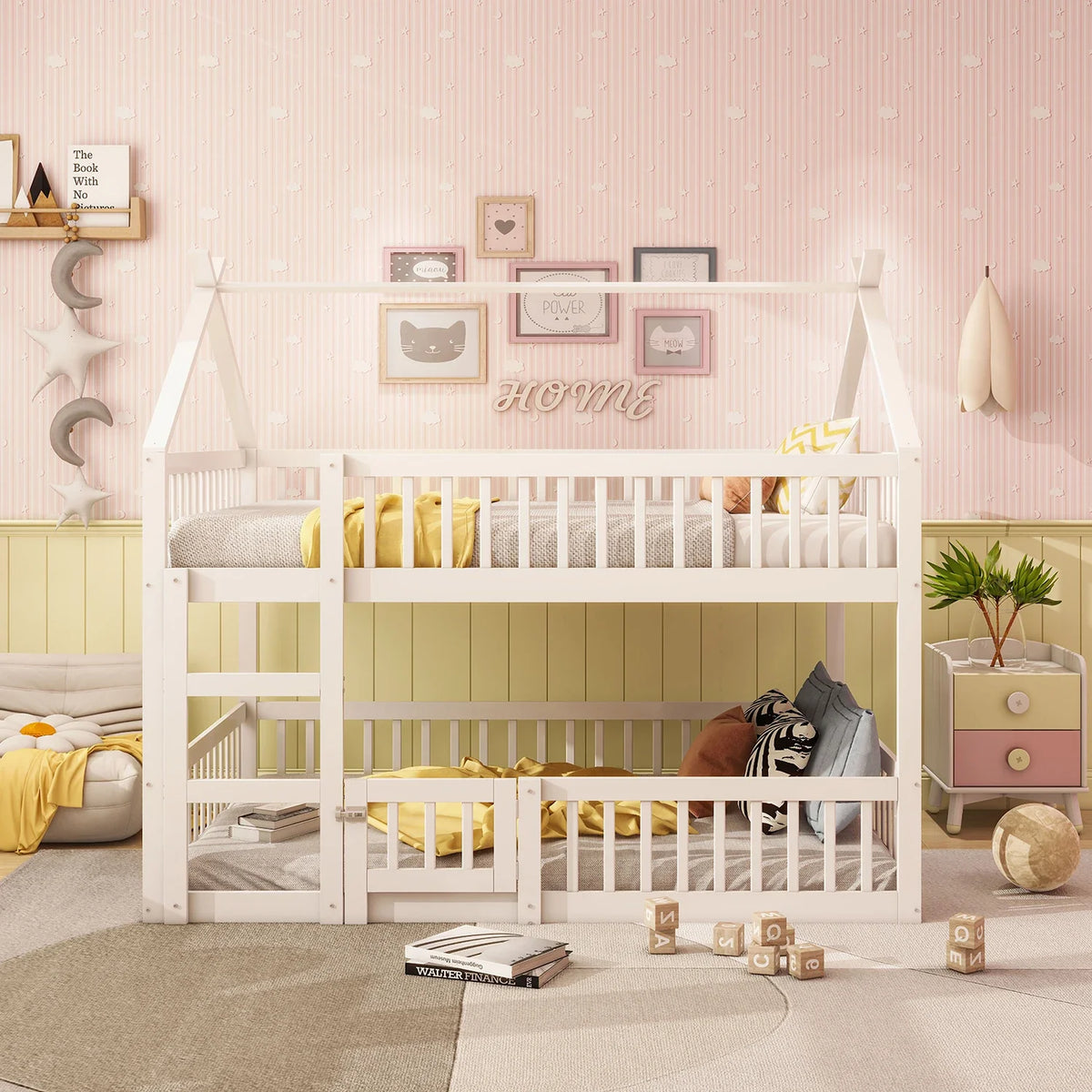 Lit mezzanine familial avec escalier de rangement Lilla Kids