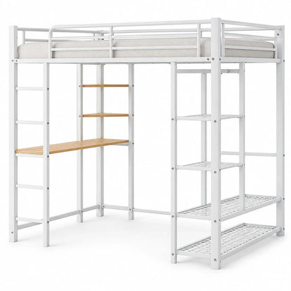 Lit mezzanine métal avec bureau et commode Lilla Kids
