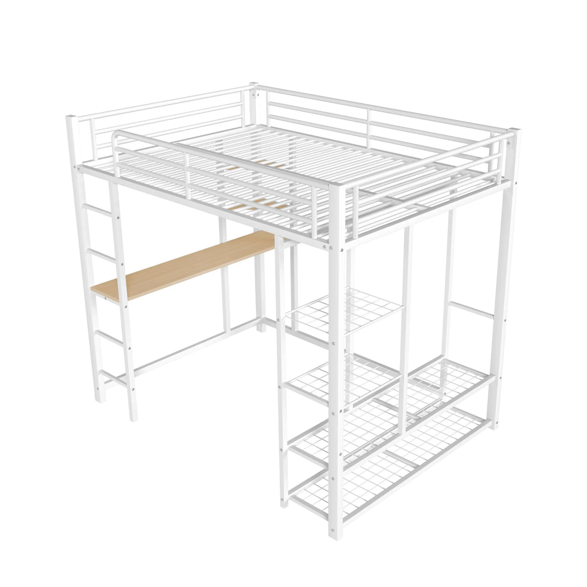 Lit mezzanine métal avec bureau et commode Lilla Kids