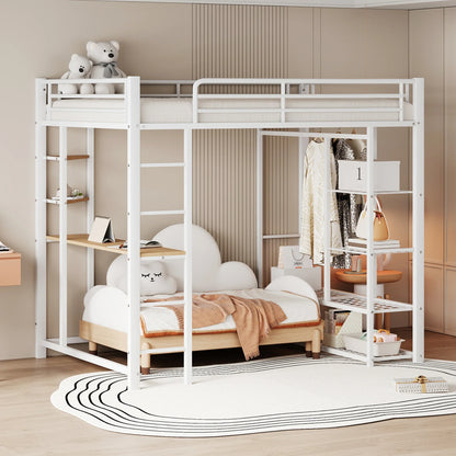 Lit mezzanine métal avec bureau et commode Lilla Kids