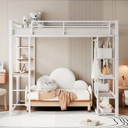 Lit mezzanine métal avec bureau et commode Lilla Kids