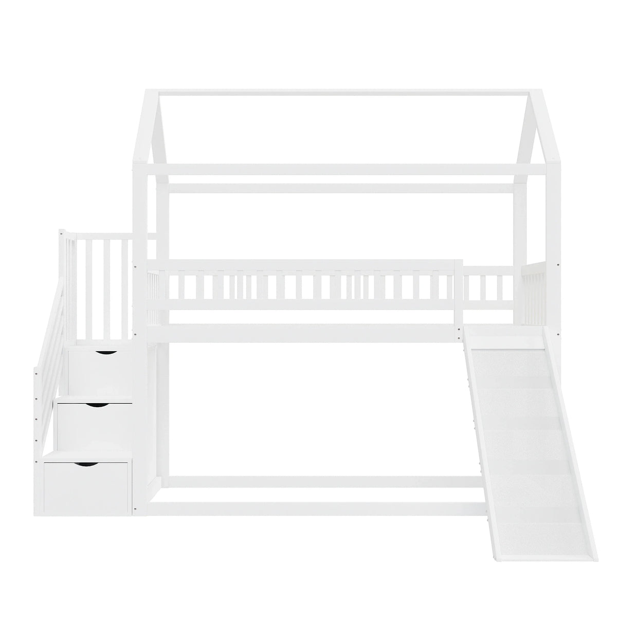 Lit mezzanine toboggan avec échelle de rangement Lilla Kids