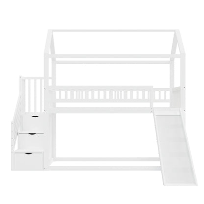 Lit mezzanine toboggan avec échelle de rangement Lilla Kids