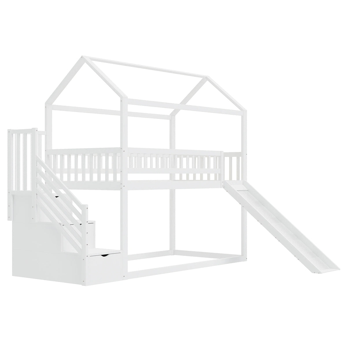 Lit mezzanine toboggan avec échelle de rangement Lilla Kids