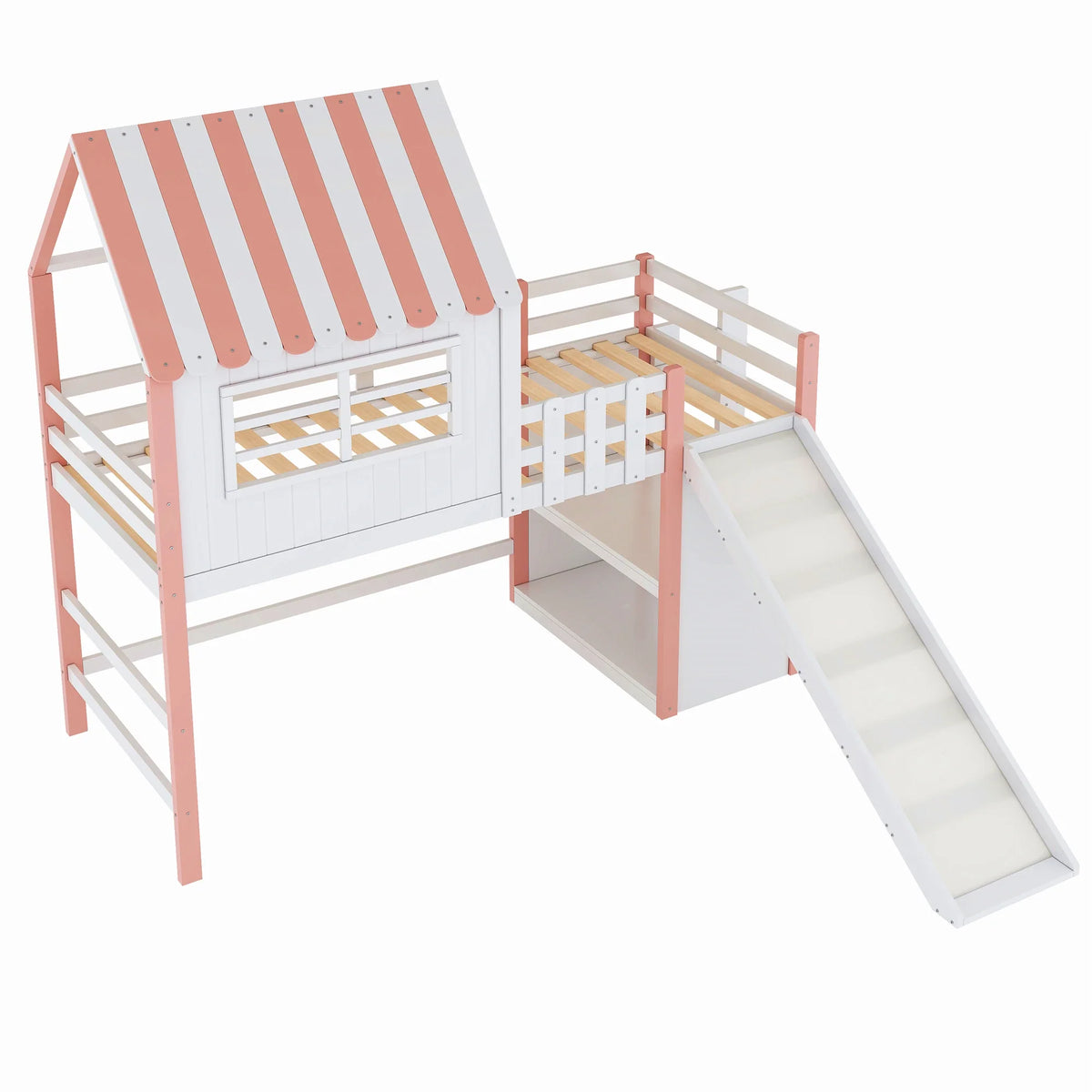 Lit mezzanine toboggan toit multi-rangement 90x200 Lilla Kids