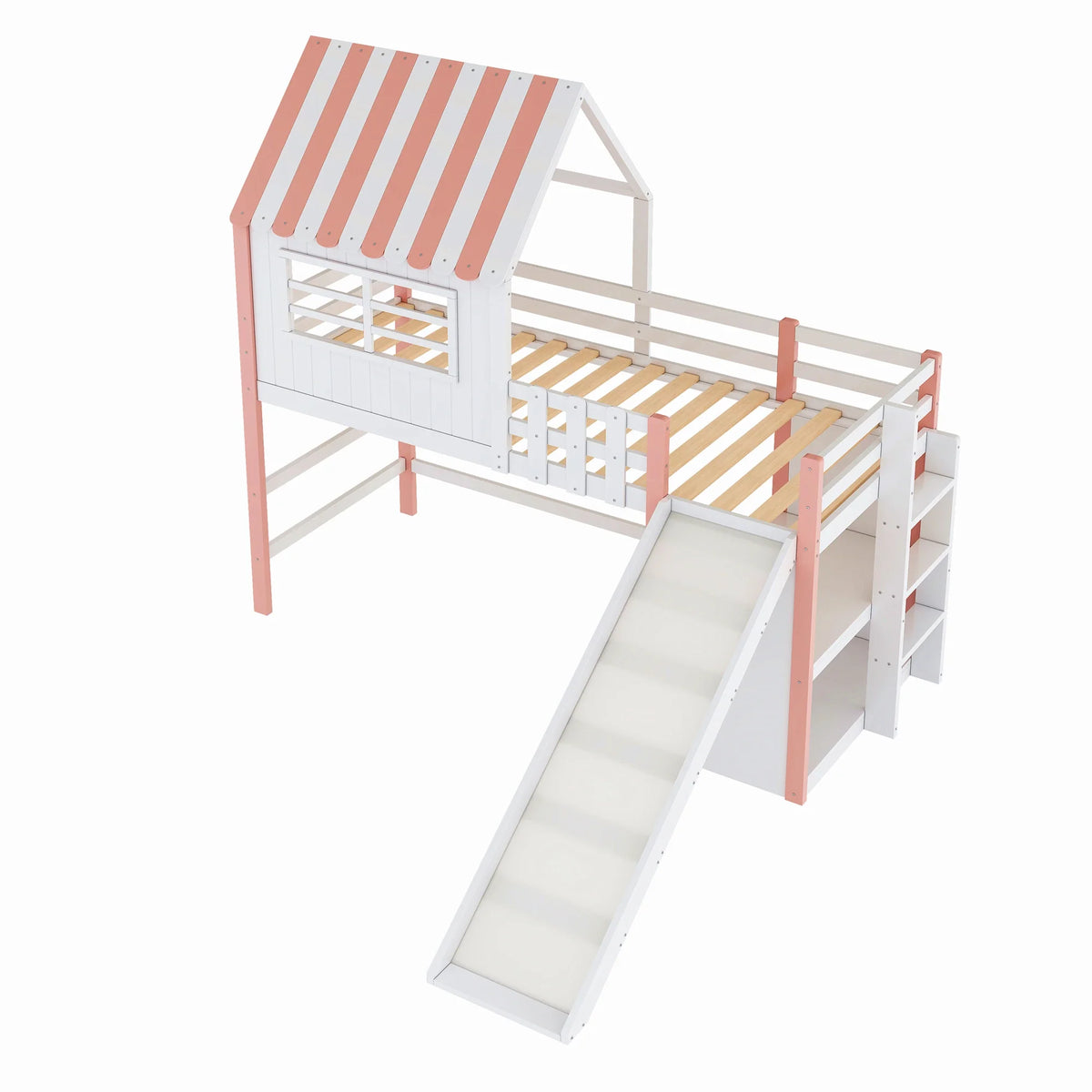 Lit mezzanine toboggan toit multi-rangement 90x200 Lilla Kids