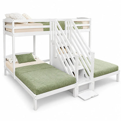 Lit mezzanine triple échelle tiroirs et barrière Lilla Kids