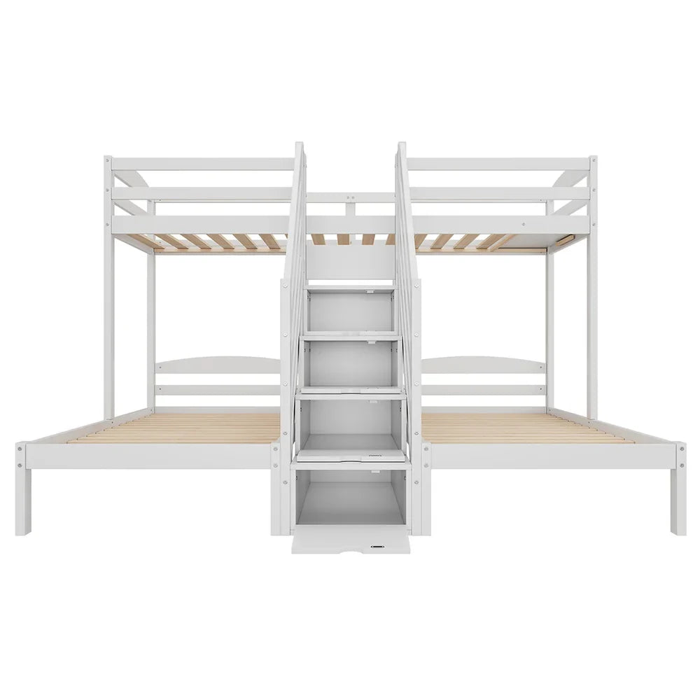 Lit mezzanine triple échelle tiroirs et barrière Lilla Kids