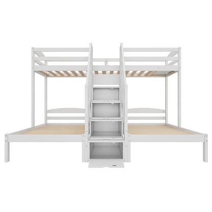Lit mezzanine triple échelle tiroirs et barrière Lilla Kids