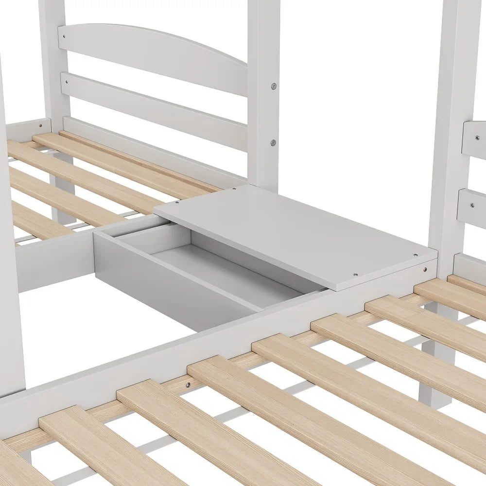 Lit mezzanine triple échelle tiroirs et barrière Lilla Kids