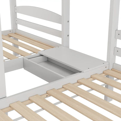 Lit mezzanine triple échelle tiroirs et barrière Lilla Kids