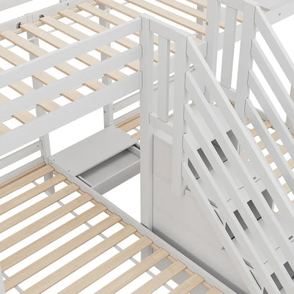 Lit mezzanine triple échelle tiroirs et barrière Lilla Kids