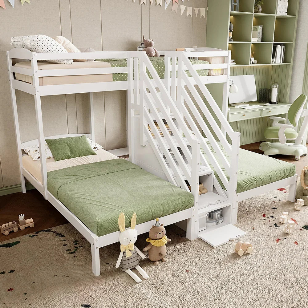 Lit mezzanine triple échelle tiroirs et barrière Lilla Kids