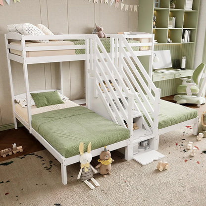 Lit mezzanine triple échelle tiroirs et barrière Lilla Kids