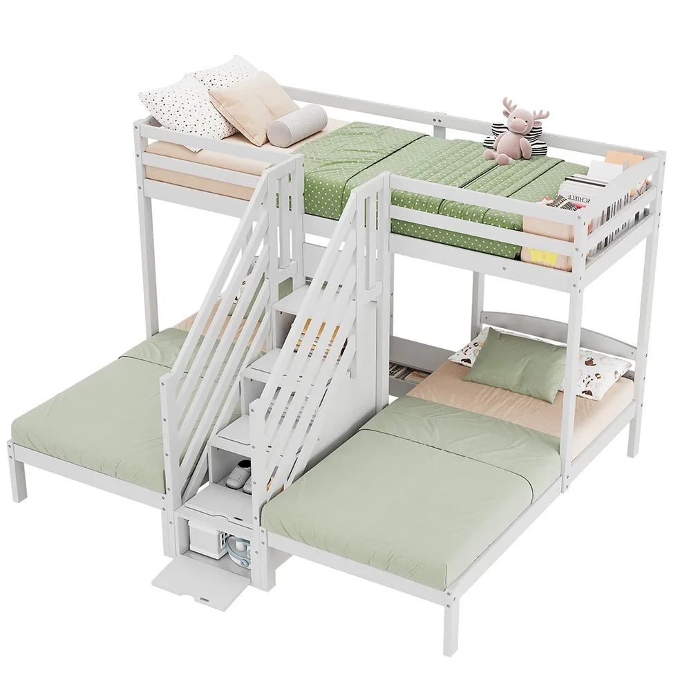 Lit mezzanine triple échelle tiroirs et barrière Lilla Kids