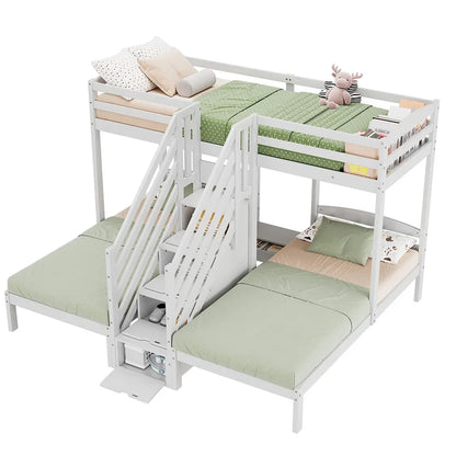 Lit mezzanine triple échelle tiroirs et barrière Lilla Kids
