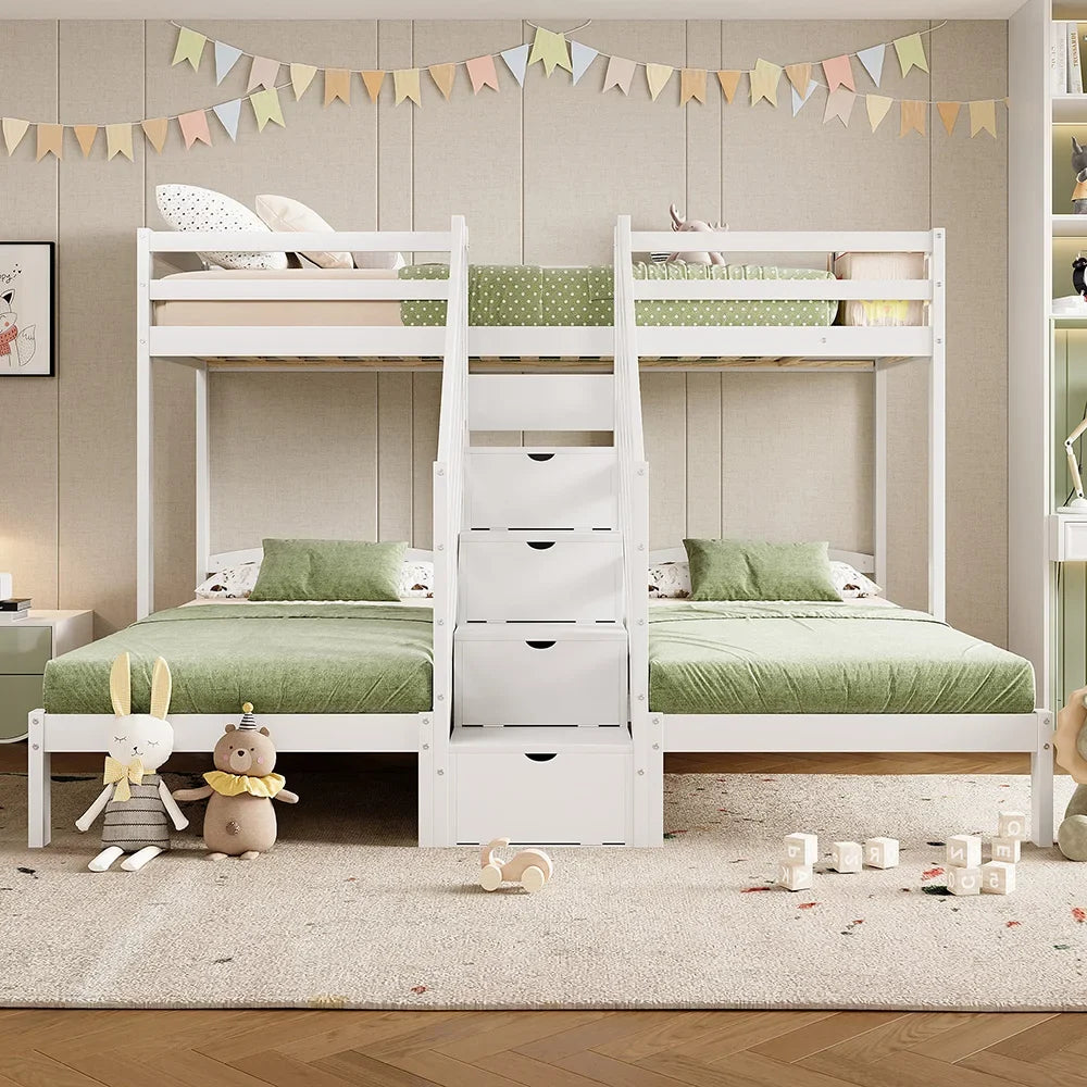 Lit mezzanine triple échelle tiroirs et barrière Lilla Kids