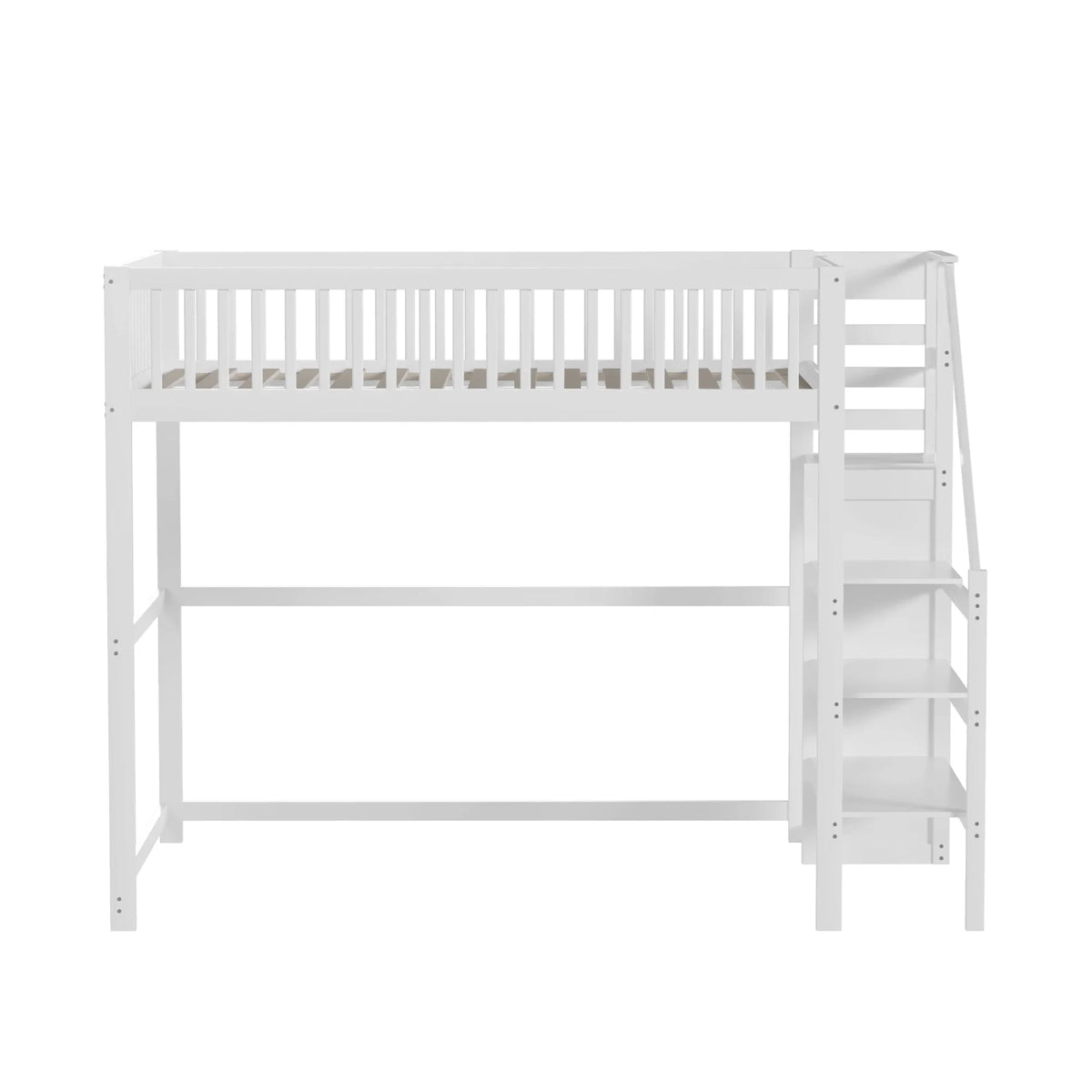 Lit superposé 140x200 escalier étagère et penderie Lilla Kids