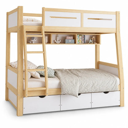Lit superposé 90x200 et 120x200 avec 3 tiroirs Lilla Kids