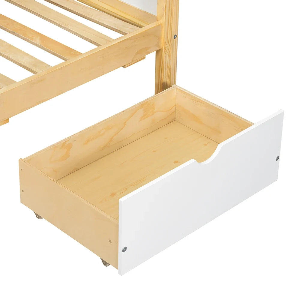 Lit superposé 90x200 et 120x200 avec 3 tiroirs Lilla Kids