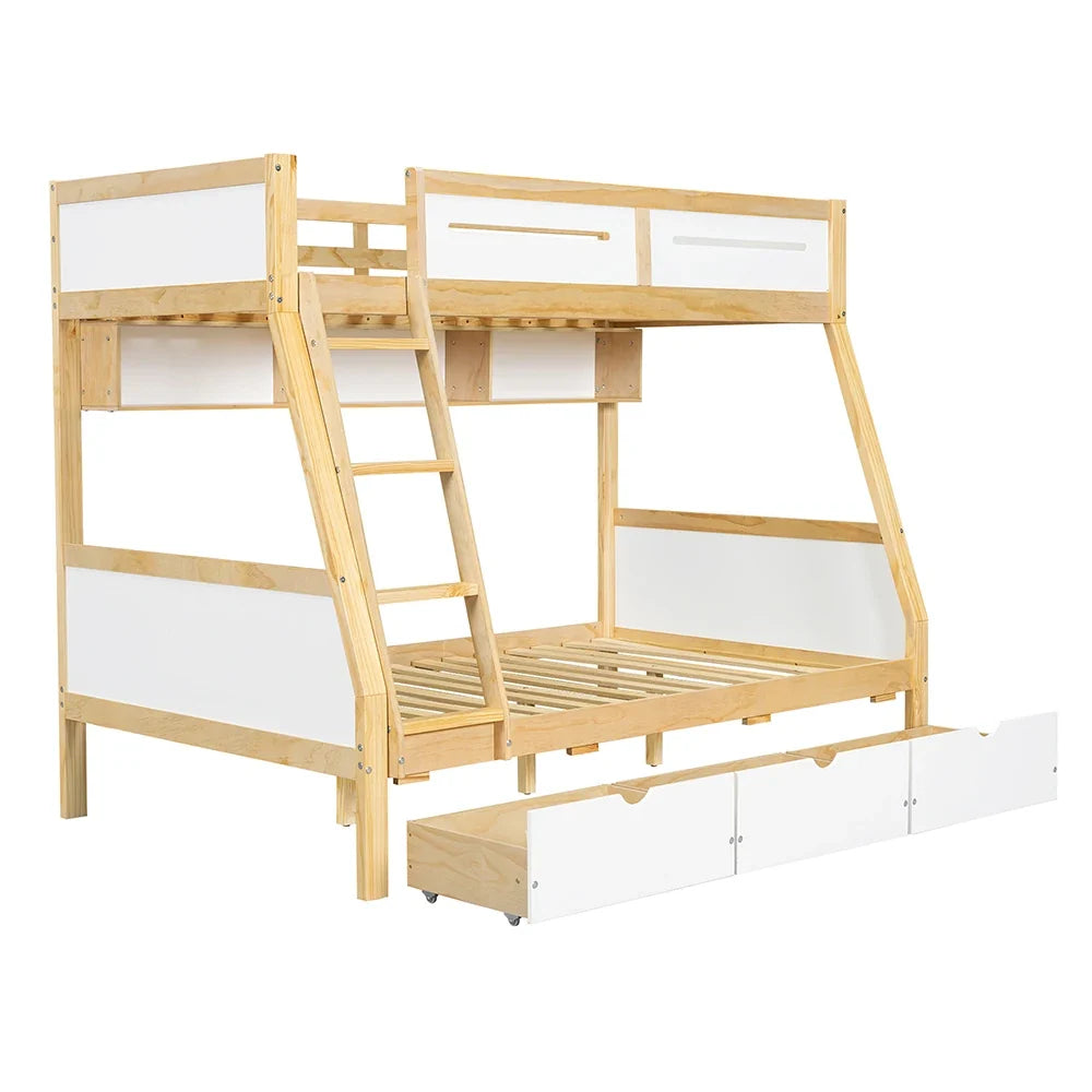Lit superposé 90x200 et 120x200 avec 3 tiroirs Lilla Kids