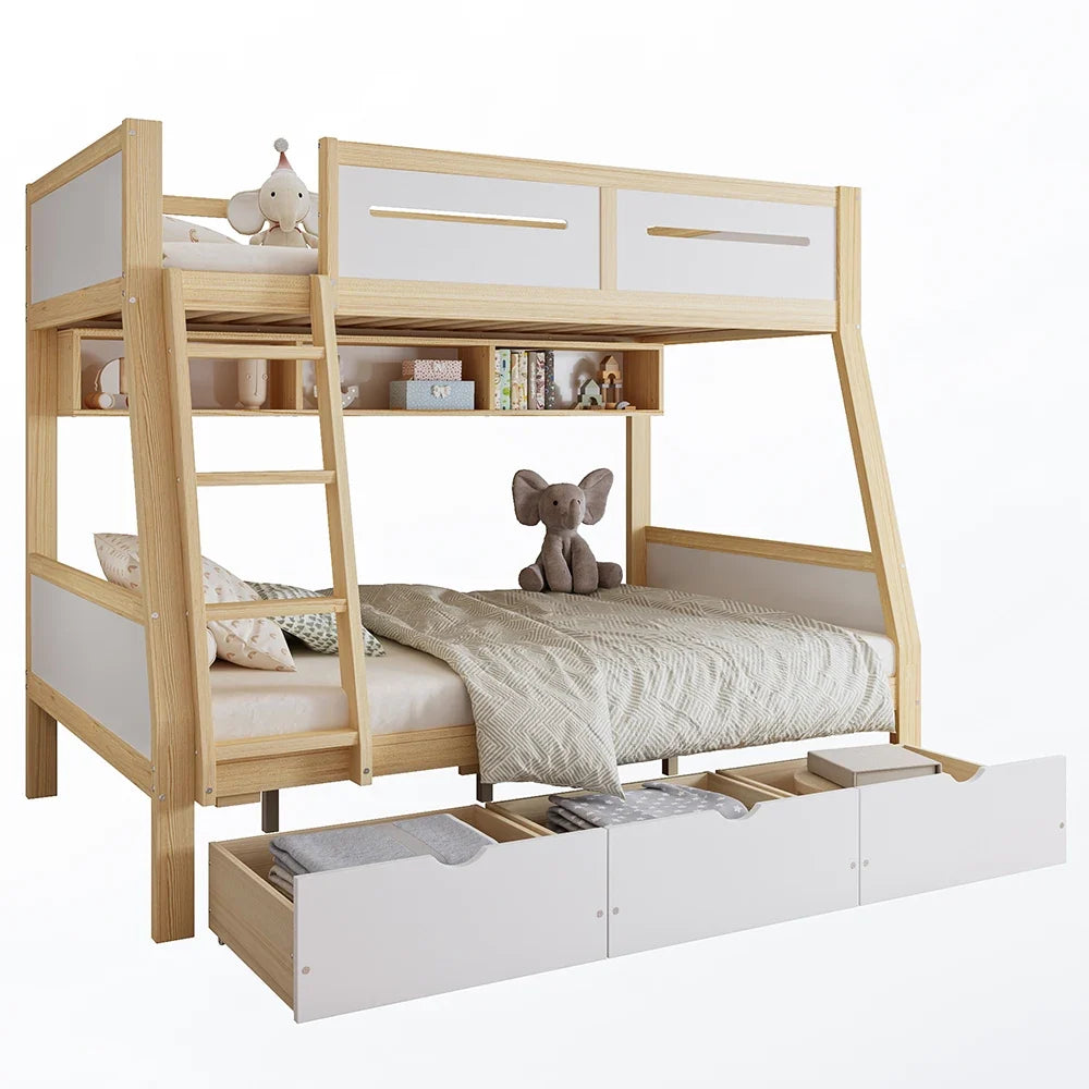 Lit superposé 90x200 et 120x200 avec 3 tiroirs Lilla Kids