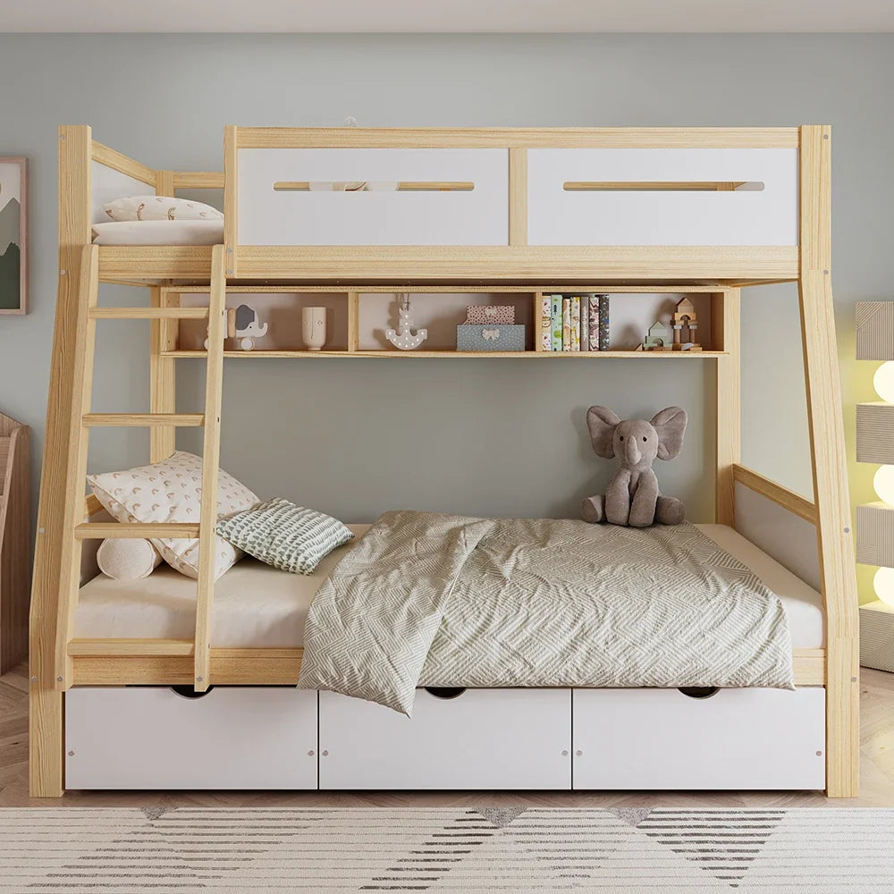 Lit superposé 90x200 et 120x200 avec 3 tiroirs Lilla Kids