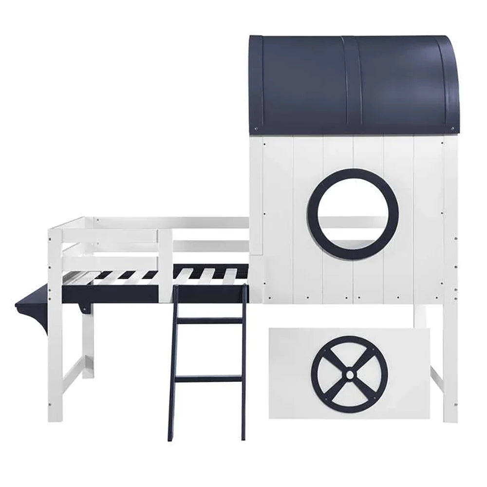 Lit superposé bleu tiroir sur roulettes 90x200 Lilla Kids