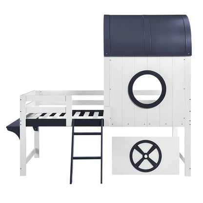 Lit superposé bleu tiroir sur roulettes 90x200 Lilla Kids