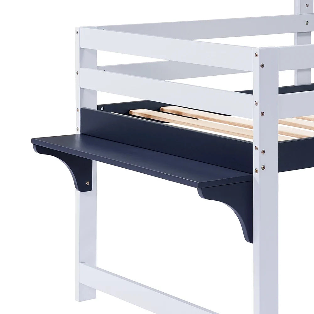 Lit superposé bleu tiroir sur roulettes 90x200 Lilla Kids