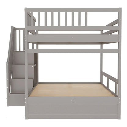 Lit superposé cabane escalier tiroirs 140x200 Lilla Kids