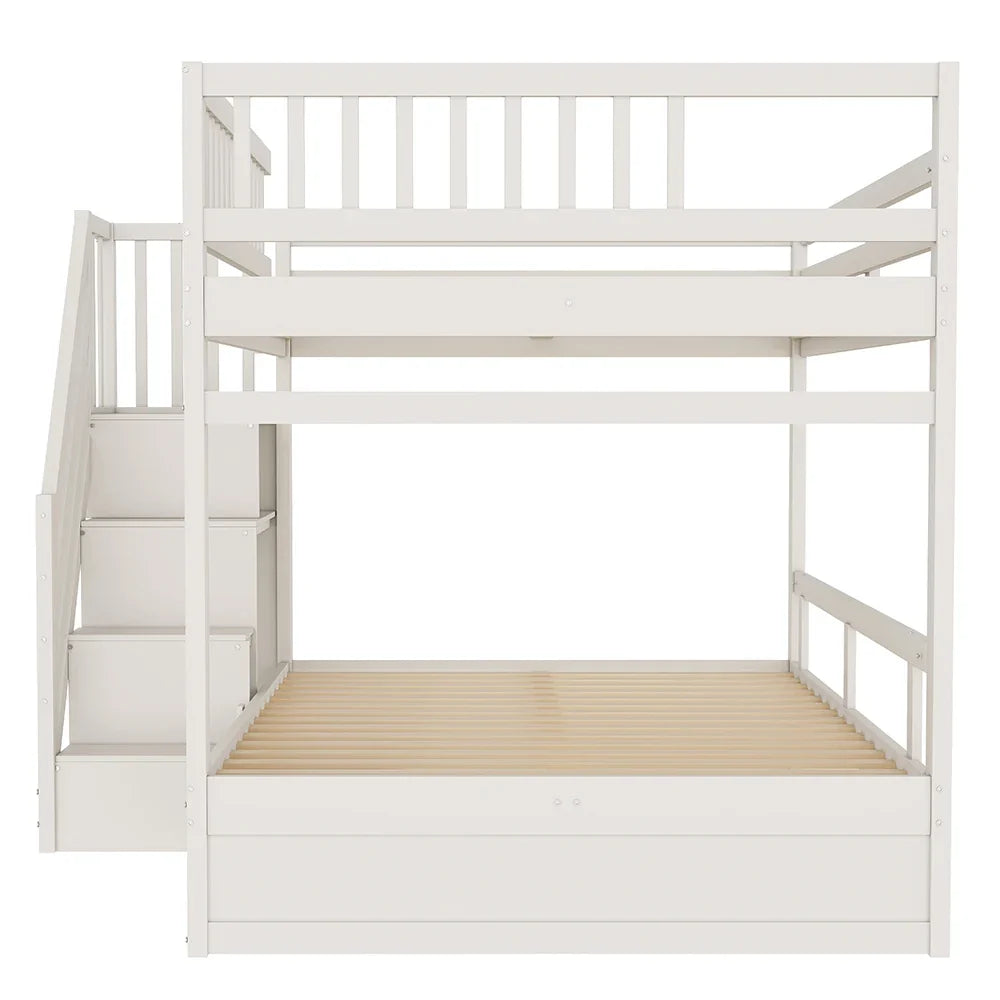 Lit superposé cabane escalier tiroirs 140x200 Lilla Kids
