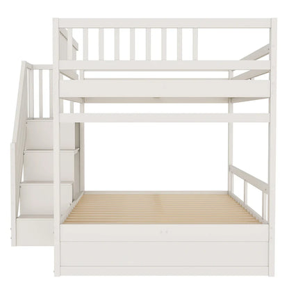 Lit superposé cabane escalier tiroirs 140x200 Lilla Kids
