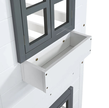 Lit superposé cabane fenêtres en pin blanc 90x200 Lilla Kids