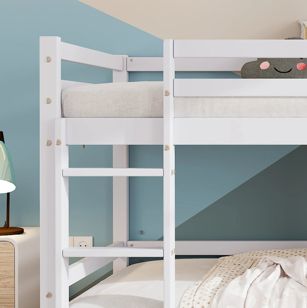 Lit superposé cabane fenêtres en pin blanc 90x200 Lilla Kids