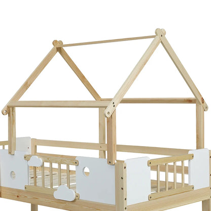 Lit superposé cabane toit design échelle 90x200 Lilla Kids