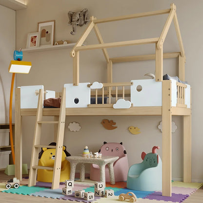 Lit superposé cabane toit design échelle 90x200 Lilla Kids