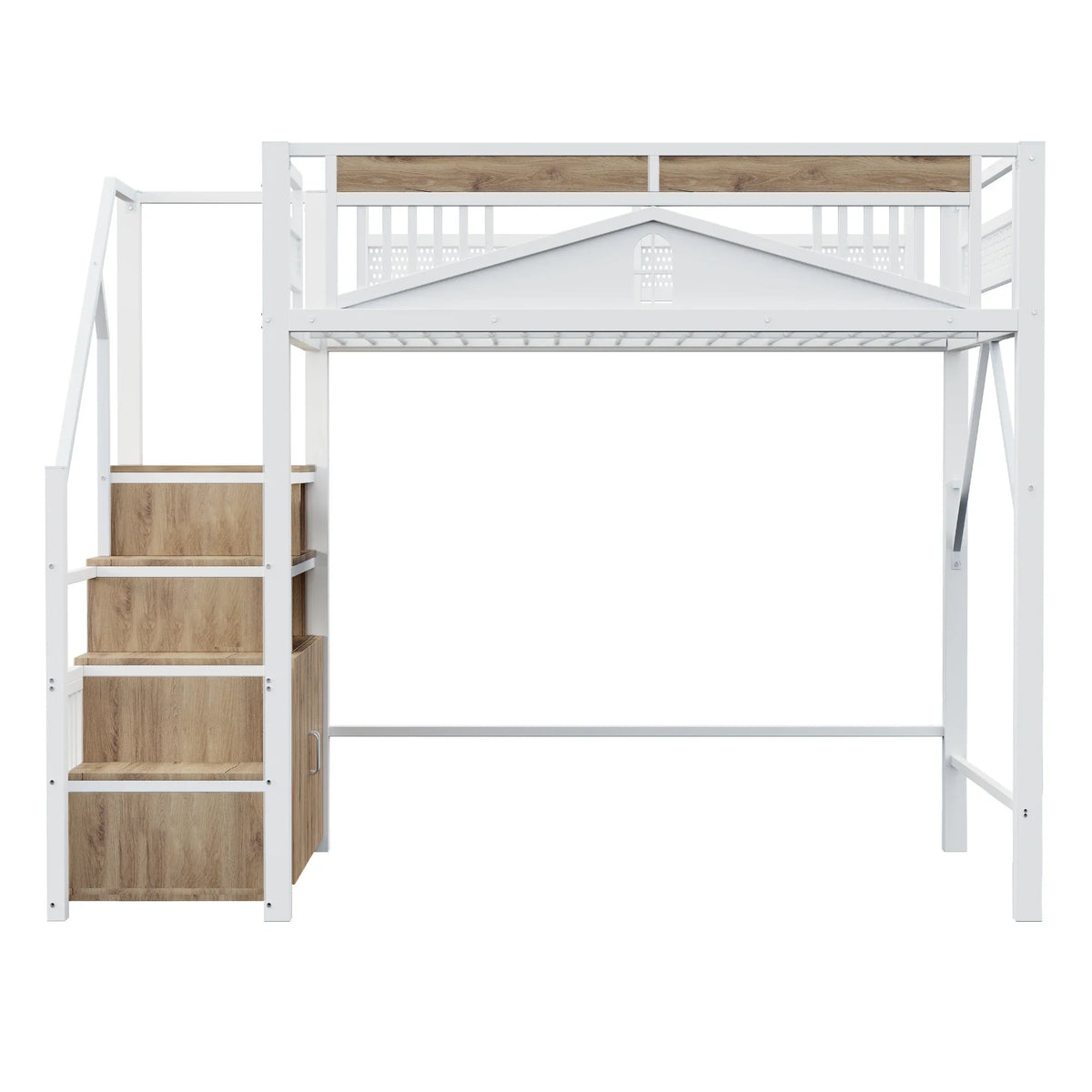 Lit superposé métal cabane fenêtre bureau 140x200 Lilla Kids