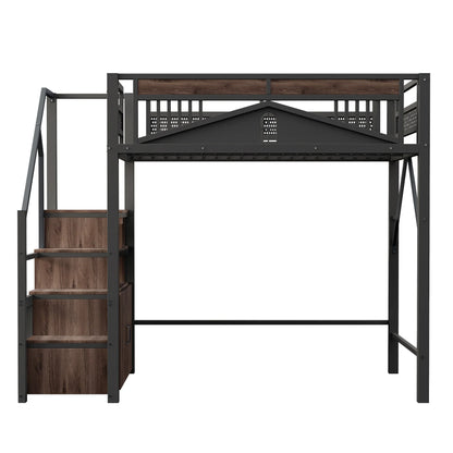 Lit superposé métal cabane fenêtre bureau 140x200 Lilla Kids