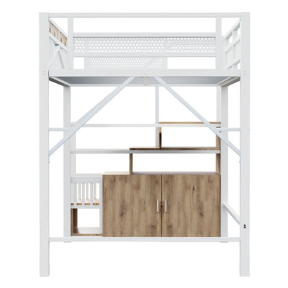 Lit superposé métal cabane fenêtre bureau 140x200 Lilla Kids