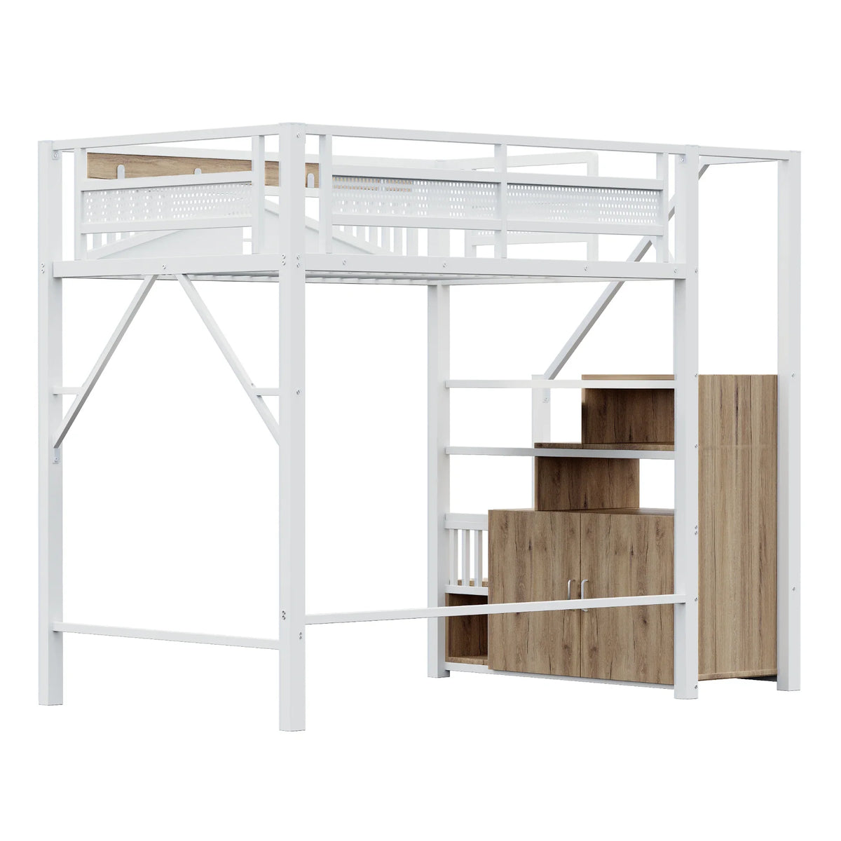 Lit superposé métal cabane fenêtre bureau 140x200 Lilla Kids
