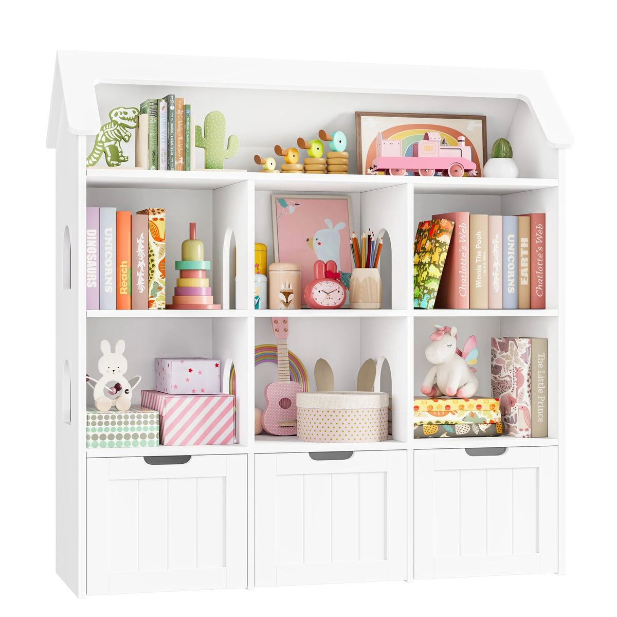 Meuble à jouets 3 tiroirs 7 cases 120x33 Lilla Kids